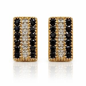 Sapphire & Diamond Earrings 18K Gold Over Sterling Silver